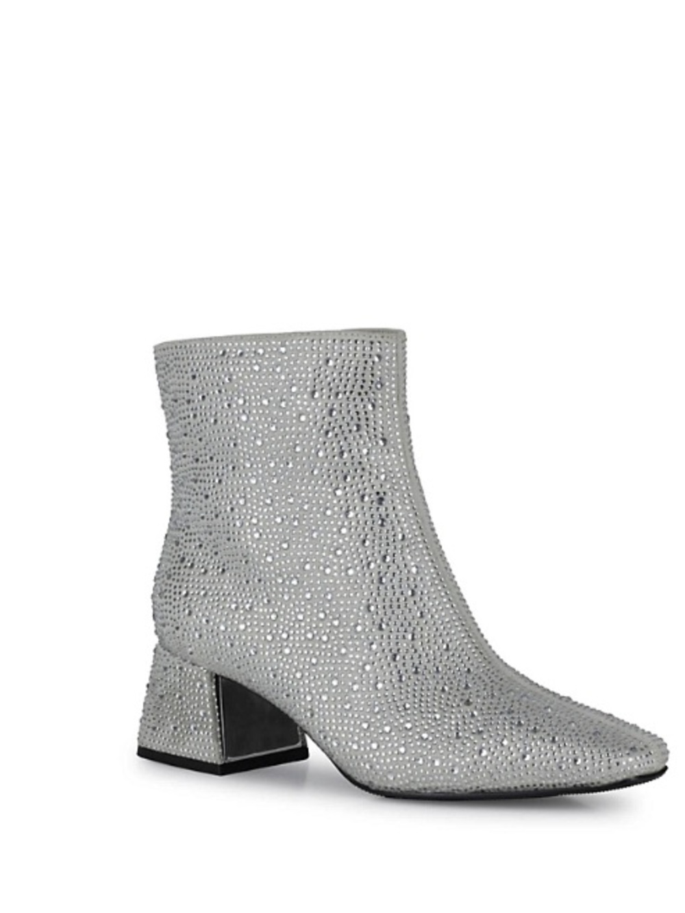 NIB Women’s Rhinestone -Embellished Silver Block Heel Ankle Boot